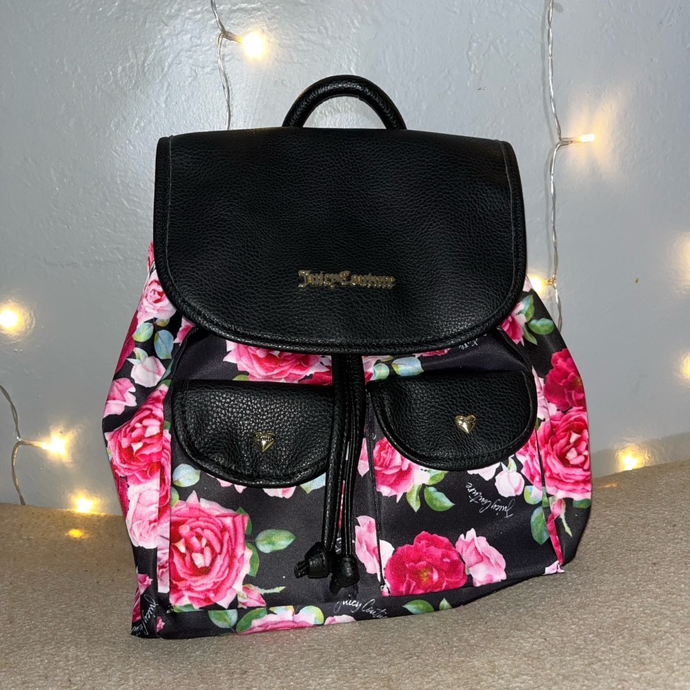 Juicy Couture Black Romantic Rose Love Backpack